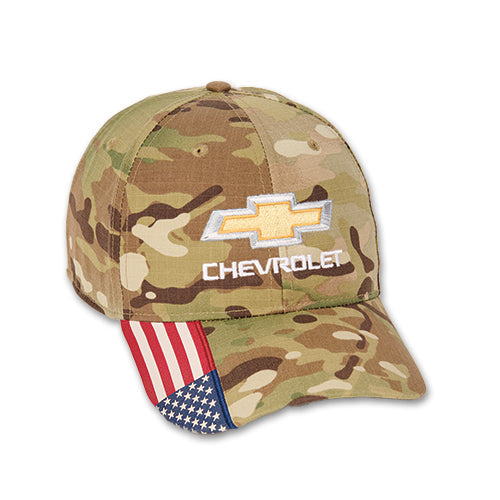 OPEN BOWTIE CAMO AMERICAN FLAG CAP CHEVY TRUCKS HAT BRAND NEW