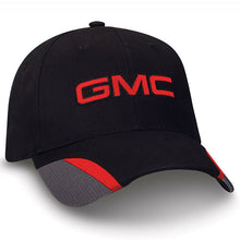 Load image into Gallery viewer, GMC Logo Hat Black Sanded W/ Flare Twill Cap Red Emblem