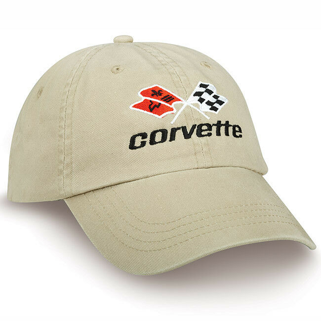 Corvette Washed Cotton C3 Logo Twill Cap Chevy Khaki Unconstructed Hat