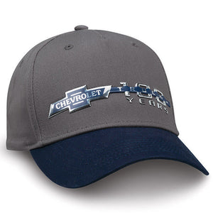 Chevy Truck 100 Year Bowtie Blue Grey Cotton Twill Centennial Hat Silverado Cap