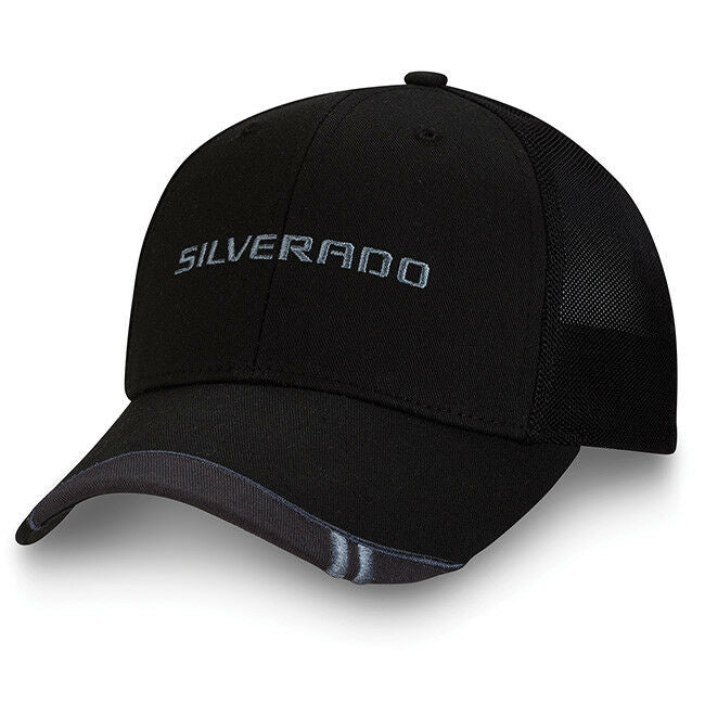 CHEVY SILVERADO FITTED CAP SOFT MESH STRETCH FIT BLACK CHEVROLET HAT NEW BOWTIE