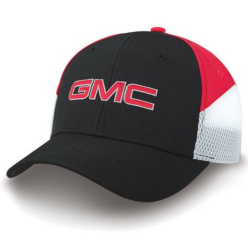 GMC SIDE VENT CAP RED WHITE BLACK VALUE HAT TWILL MESH HONEYCOMB NEW