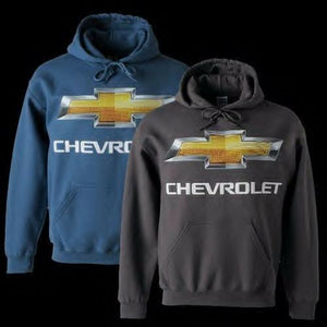Chevy Hoodie Gold Chevy Bowtie Logo! Sweatshirt NEW GM OFFCIAL GRAY BLUE
