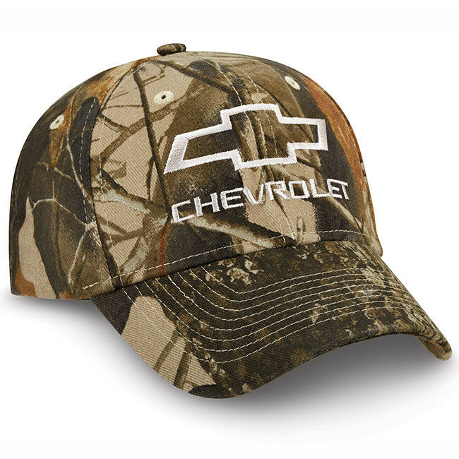 CHEVY BOWTIE CAMO CAP HUNTING HAT CHEVROLET LOGO REALTREE HARDWOODS NEW