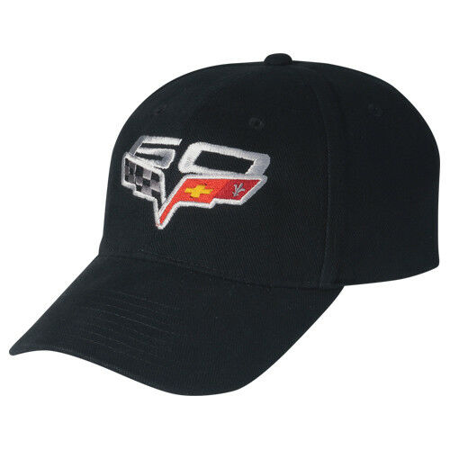MEN'S CORVETTE C6 HAT/CAP 60TH ANNIVERSARY BLACK EMBROIDERED NEW GM OFFICIAL