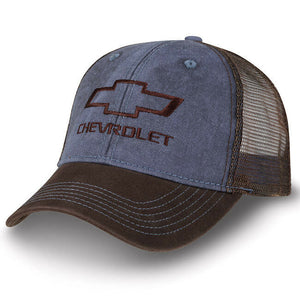 Chevy Truck Washed Twill/Mesh Cap Blue/Washed New Chevrolet Bowtie Hat