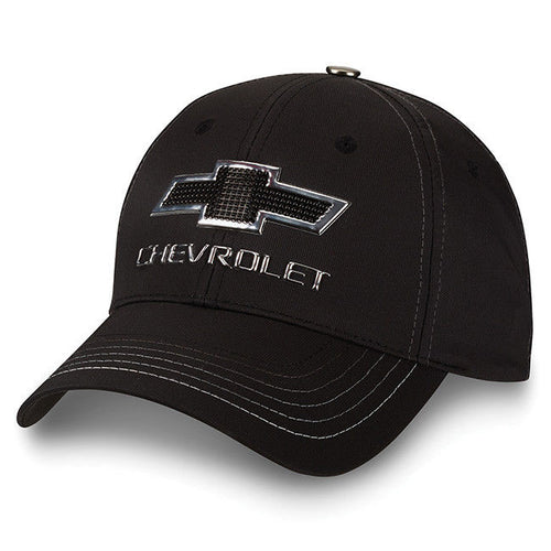 Chevy Truck Black/ Silver Metallic Badge Logo Cap New Chevrolet Bowtie Hat