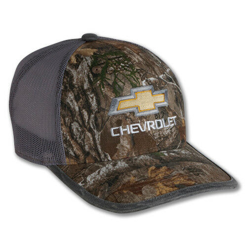Chevrolet Chevy Bowtie Black Hat Cap with GOLD BOWTIE REALTREE EDGE MESH CAP NEW