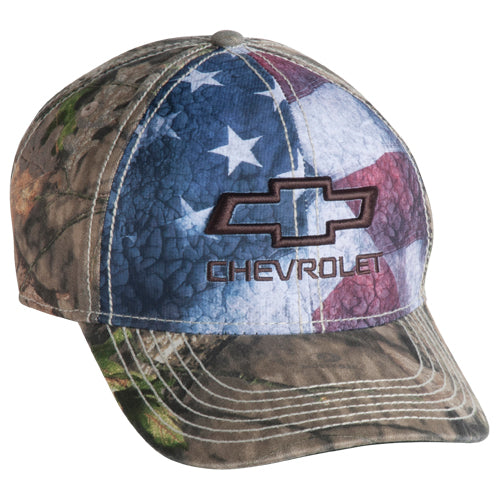 CHEVROLET BOWTIE USA CAMO CAP AMERICAN FLAG HAT